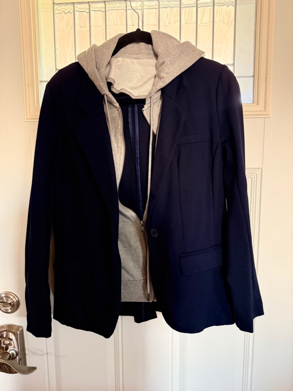 Liverpool Navy Blazer with Light Gray Hoodie Insert